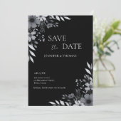 Save The Date Elegant Black & White Floral Hand-Drawn Wedding (Debout devant)