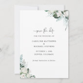 Save The Date Elégant blanc Floral Eucalyptus Mariage de verdure (Dos)