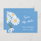 Save The Date Elégant blanc marguerites bleu Enregistrer le Mari (Devant / Derrière)