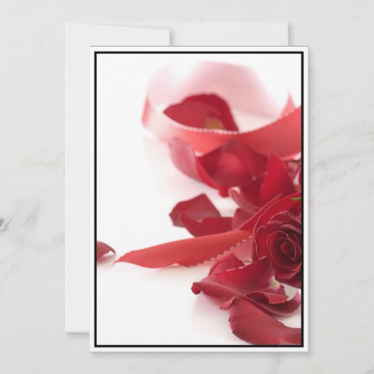 Save The Date Elégant blanc noir avec Mariage Roses rouges (Dos)