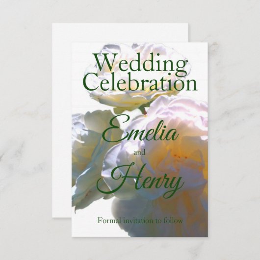 Save The Date Elégant blanc pêche orange roses (Devant / Derrière)