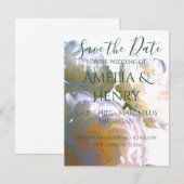 Save The Date Elégant blanc pêche orange roses (Devant / Derrière)