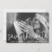 Save The Date Élégant Blanc Script Simple Photo Mariage moderne (Devant)