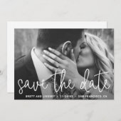 Save The Date Élégant Blanc Script Simple Photo Mariage moderne (Devant / Derrière)