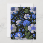 Save The Date Elégant bleu argenté blanc élégant floral rétro (Dos)