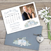 Save The Date Elégant bleu bleu bleu floral Calendrier Mariage p