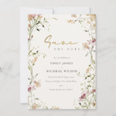 Save The Date Elégant bleu doux vert pâle vert pâté aquarelle (Devant)