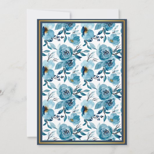 Save The Date Elégant bleu floral blanc surprise Anniversaire pl (Dos)