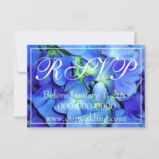 Save The Date Elégant bleu floral rose bleu hydrangeas RSVP (Devant)