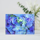 Save The Date Elégant bleu floral rose bleu hydrangeas RSVP (Debout devant)