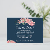 Save The Date Elégant bleu foncé peoné mariage date de sauvegard (Debout devant)