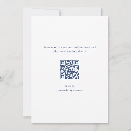Save The Date Elégant bleu Jardin Français Floral Mariage QR cod (Dos)