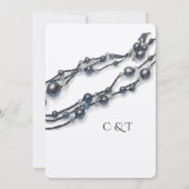 Save The Date Elégant bleu marine Pearl Aquarelle Mariage modern (Dos)