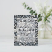 Save The Date Elégant bleu poussiéreux argent blanc gris gris fl (Debout devant)