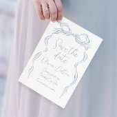 Save The Date Élégant Bleu Poussiéreux Dessiné à la Main Enregis