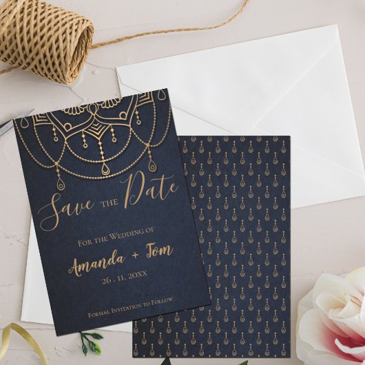Save The Date Élégant bleu texturé traditionnel Mariage de desig