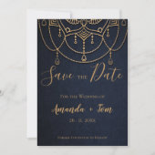 Save The Date Élégant bleu texturé traditionnel Mariage de desig (Devant)