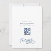 Save The Date Elégant bleu Toile Français Floral Mariage QR code (Dos)