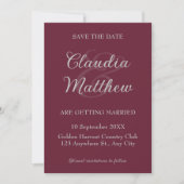 Save The Date Elegant Blood Red & Silver Script Photo Wedding (Devant)
