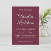Save The Date Elegant Blood Red & Silver Script Photo Wedding (Debout devant)