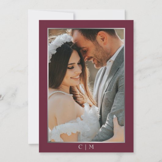 Save The Date Elegant Blood Red & Silver Script Photo Wedding (Dos)