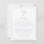 Save The Date Elegant Blue Double Frame Wedding Thank You Card (Devant)