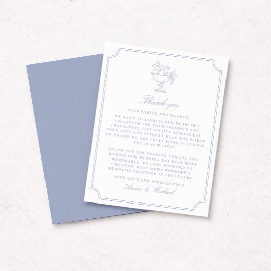Save The Date Elegant Blue Double Frame Wedding Thank You Card