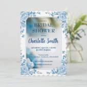 Save The Date Elegant Blue Flower chinoiserie douche de mariage (Debout devant)