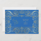 Save The Date Elégant Blue Regal Gold Wedding Enregistrer La Dat (Devant)