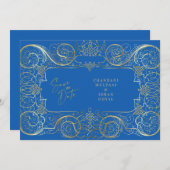 Save The Date Elégant Blue Regal Gold Wedding Enregistrer La Dat (Devant / Derrière)