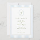 Save The Date Elegant Blue & Sage Wedding  (Devant)