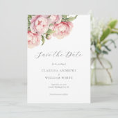 Save The Date Élégant Blush Floral Blanc Mariage moderne (Debout devant)