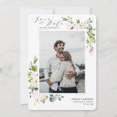 Save The Date Élégant Blush Floral & Eucalyptus Mariage (Devant)