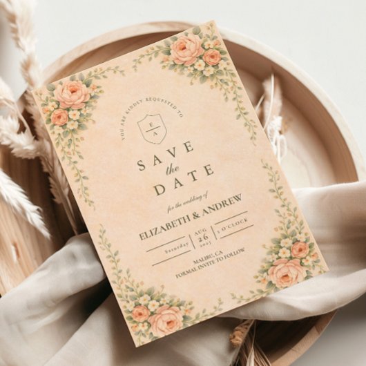 Save The Date Elegant Blush Rose Arch Wedding