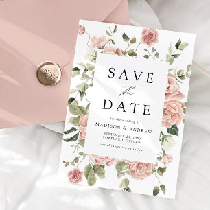 Save The Date Elégant Blush Rose Jardin Mariage