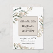 Save The Date Élégant Boeuf blanc Sauver Notre Date (Devant / Derrière)