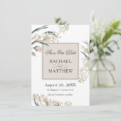 Save The Date Élégant Boeuf blanc Sauver Notre Date (Debout devant)