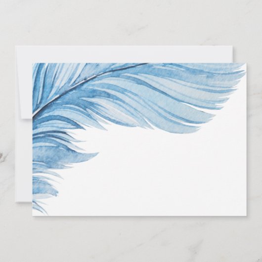 Save The Date Elégant Boho bleu aquarelle plumes Abstraites (Dos)