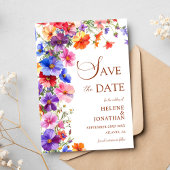 Save The Date Elegant Boho Chic Wildflower Garden Wedding