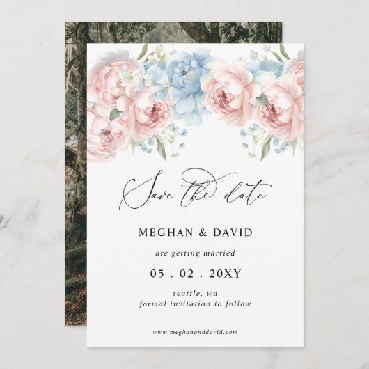 Save The Date Élégant Boho été printemps flush photo florale (Devant / Derrière)