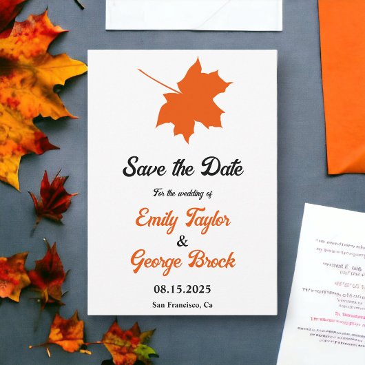 Save The Date Elégant Boho Fall Feuilles Rustique Floral Mariage