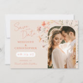 Save The Date Elegant Boho Fleur sauvage photo Mariage (Devant)