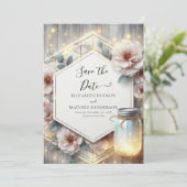 Save The Date Elegant Boho Mason Jar Mariage (Debout devant)