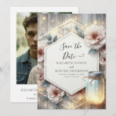 Save The Date Elegant Boho Mason Jar Mariage (Devant / Derrière)