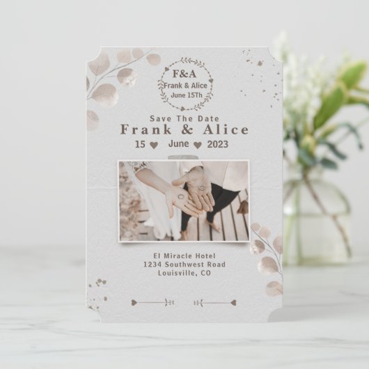 Save The Date Élégant Boho Moderne Économisez la date (Debout devant)