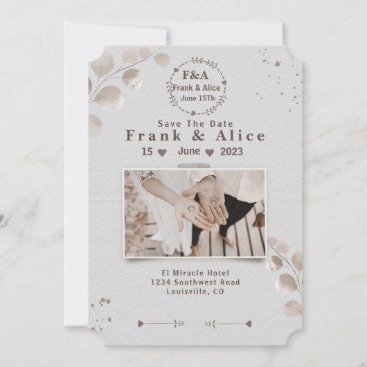 Save The Date Élégant Boho Moderne Économisez la date (Devant)