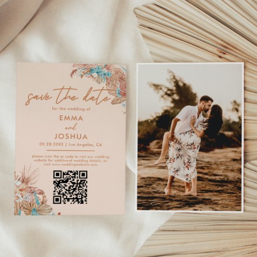 Save The Date Elegant Boho QR Code Mariage