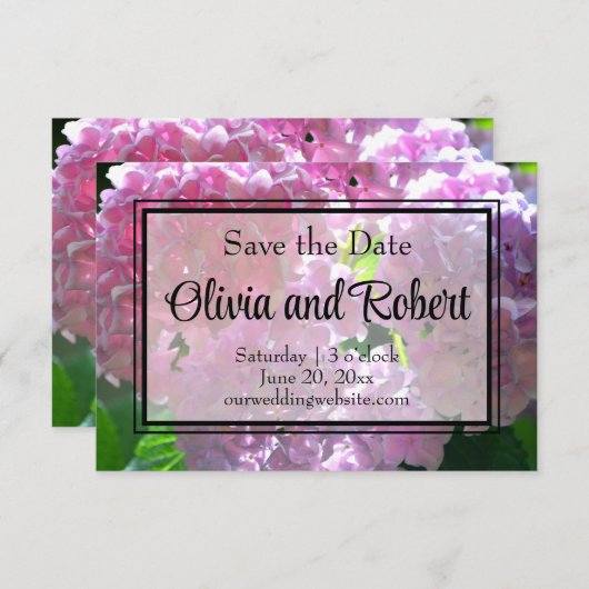 Save The Date Élégant boho rose florales fleurs hydrangées (Devant / Derrière)