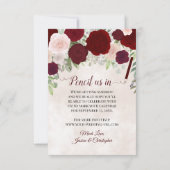 Save The Date Elégant Boho rouge et rose Aquarelle Rose Mariage (Dos)