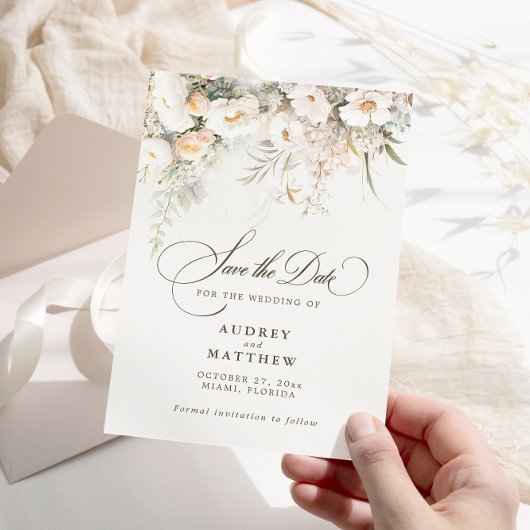 Save The Date Elégant Boho Rustique Mariage Floral Enregistrer L